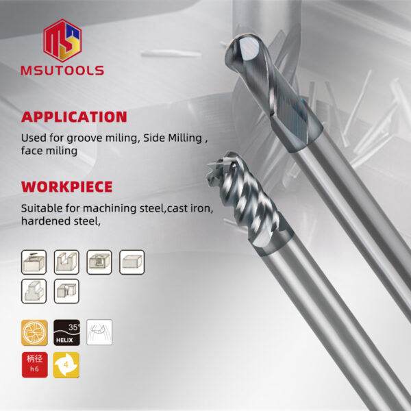 Solid Carbide End Mill for High Hardness Steel (HRC60+) 2