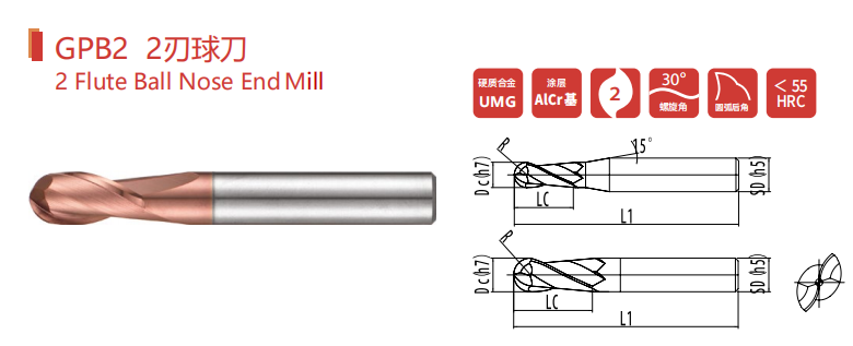 2 Flute Ball Nose End Mills