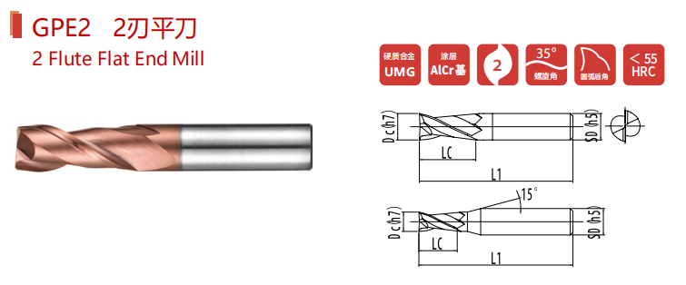 2 Flute Flat End Mill
