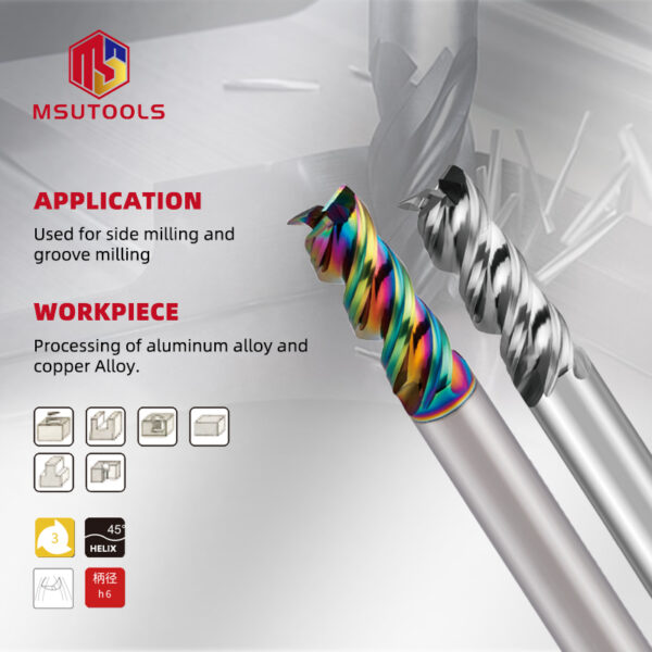 U-shaped 3 Flute Flat End Mill For Aluminum