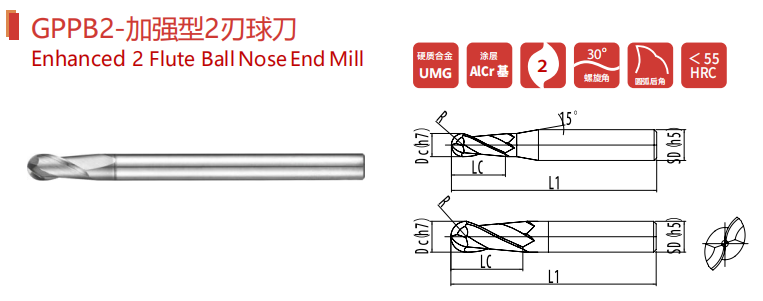 2 Flute Ball Nose End Mills