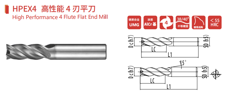 4 Flute Flat End Mills