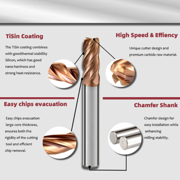 4 flute corner radius end mill